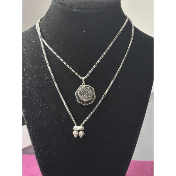 Kendra Scott Silver Lizzie Necklace With Platnum Drusy - Picture 5 of 5